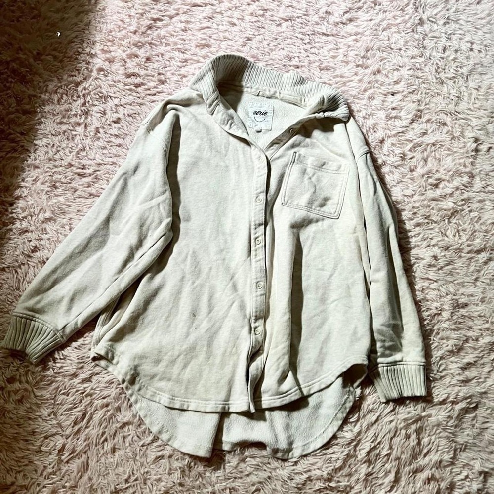 Aerie Preppy Neutral Clean Girl Oversized Top Womens M Minimalist Earthy Capsule